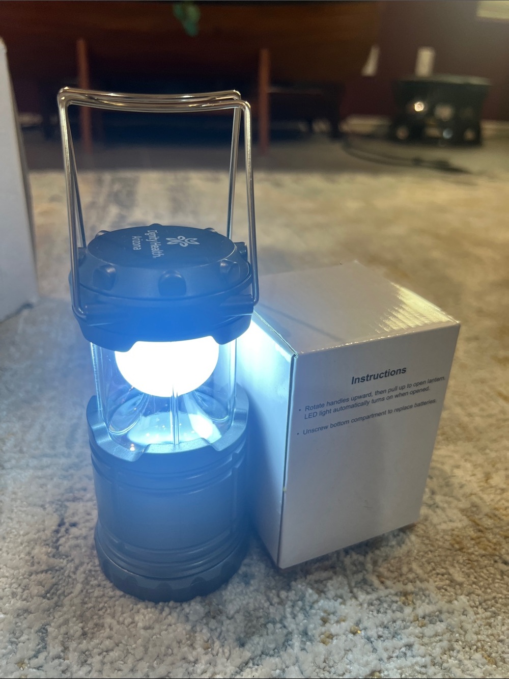 Compact Blue LED Camping Lantern - Portable Light battery powered z92